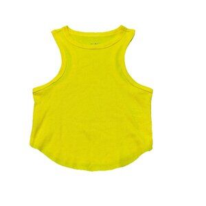 Wild Fable Womens Juniors Size XS Ribbed Cropped Tank Top Yellow Crew Neck